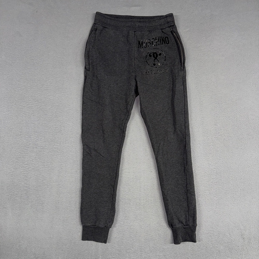 Moschino Sweatpants Womens 29 (Fits 26) Gray Couture Milano Logo Stretch Joggers